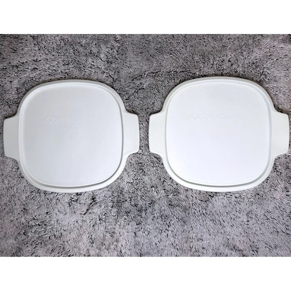 Genuine Corning Ware A-2-PC White Plastic Replacement Storage Lids Set USA Made